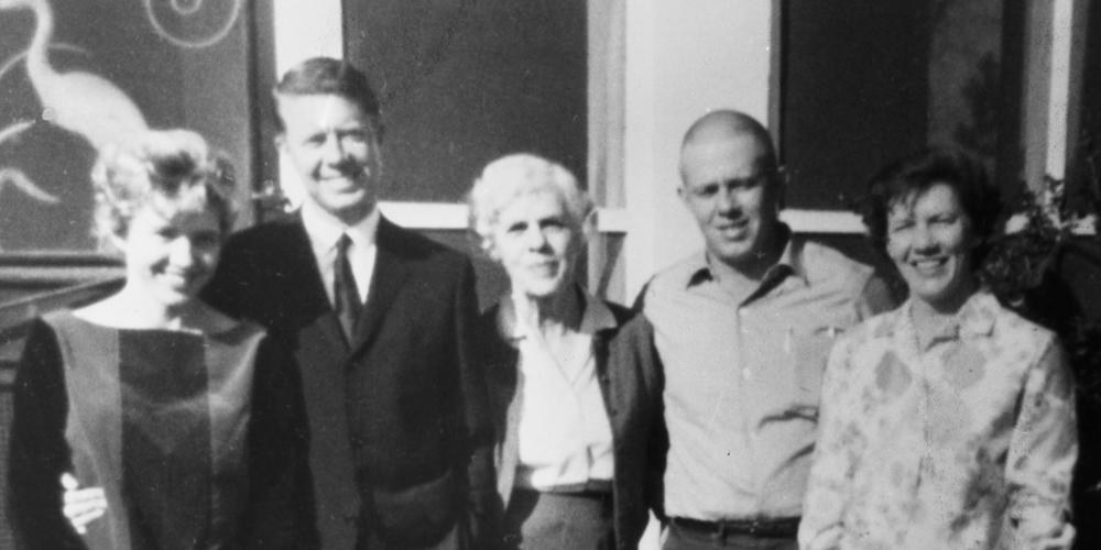 Ruth Carter, Jimmy Carter, mother Lillian Carter, brother Billy Carter, sister Gloria Carter, December 3, 1966.