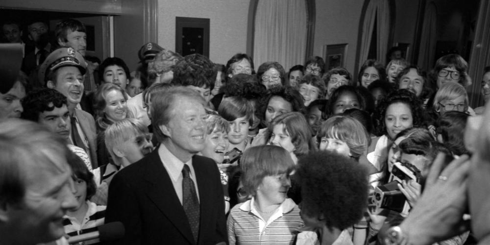 President Carter greets school children April 12, 1978.