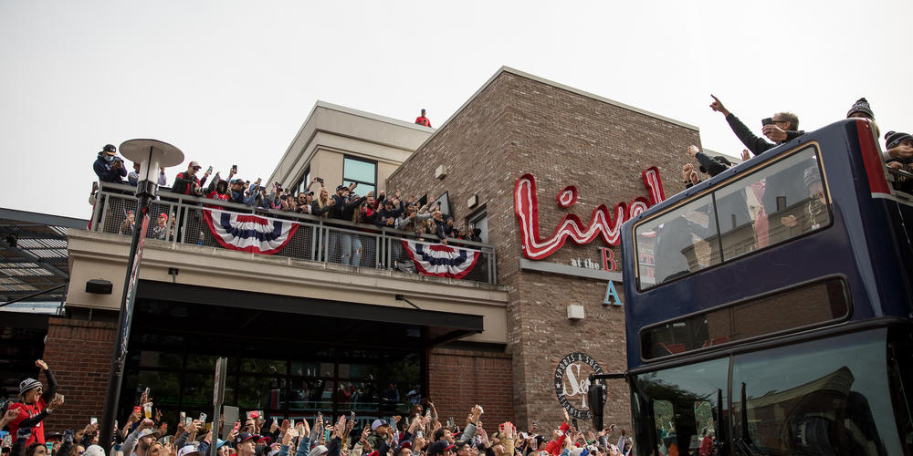 Thousands of Braves fans descend on The Battery in Cobb County to celebrate the Braves World Series win on Nov. 5.