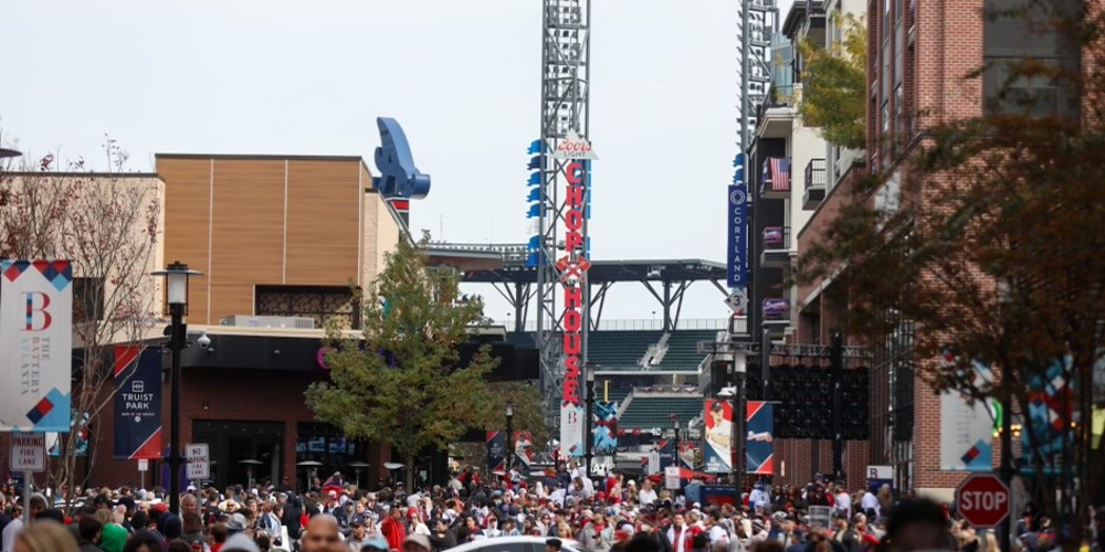 Streets are packed in Cobb County for the Braves World Series Parade.