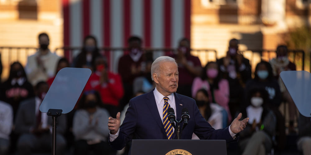 President Joe Biden calls for the Senate to pass voting rights legislation during remarks