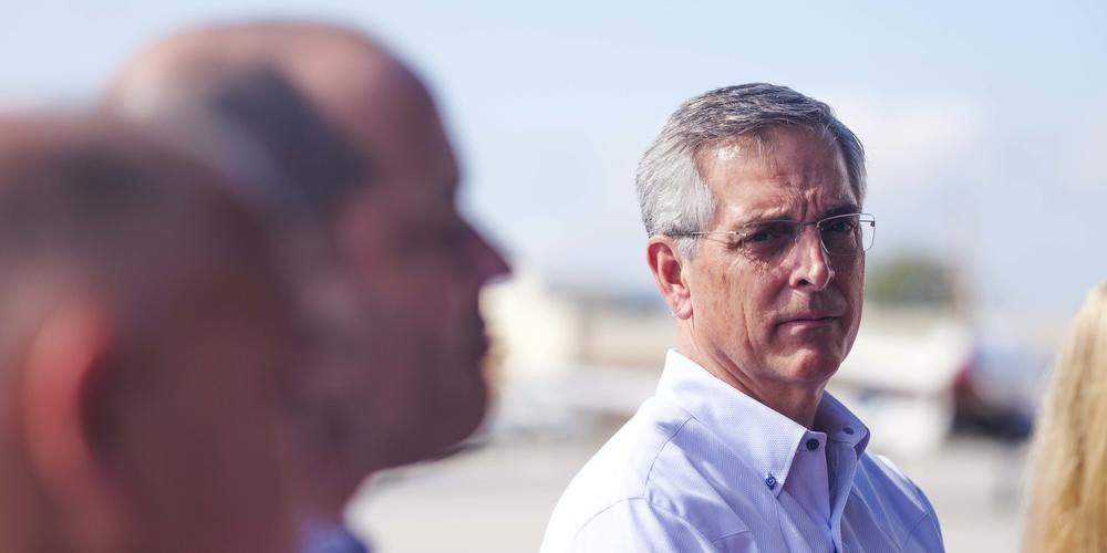 Secretary of State Brad Raffensperger was one of the down ballot Republican candidates flying around Georgia with Governor Brian Kemp on the final day of campaigning.