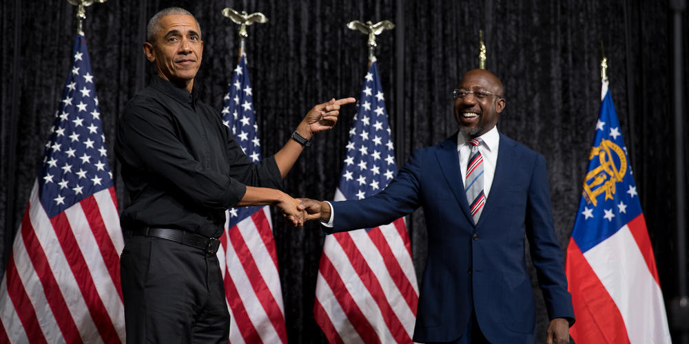 Barrack Obama and Raphael Warnock