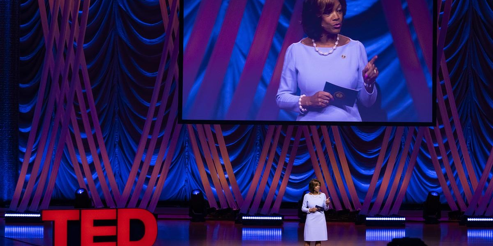 Morehouse School of Medicine President Valerie Montgomery Rice speaks at TEDWomen on Oct. 13, 2023 in Atlanta. 