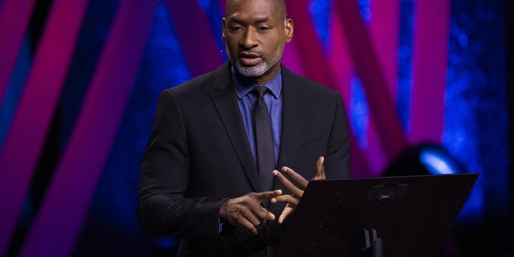 Charles M. Blow speaks at TEDWomen on Oct. 13, 2023, in Atlanta.