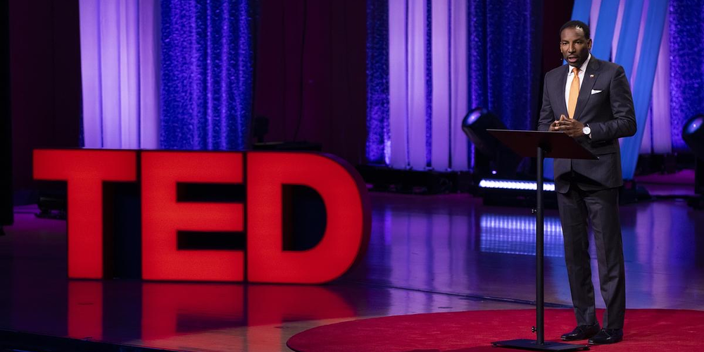 Atlanta Mayor Andre Dickens speaks at TEDWomen on Oct. 12, 2023 in Atlanta.