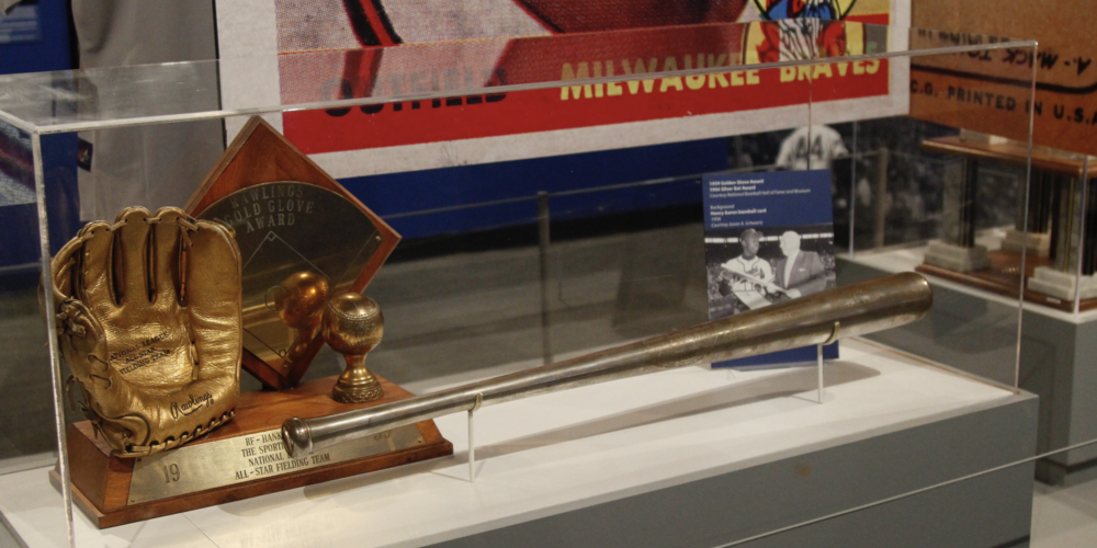 Hank Aaron's Golden Glove and Silver Bat awards