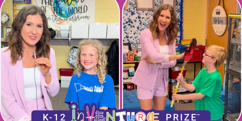 Ashley Mengwasser interviews student innovators at Kennesaw Elementary.