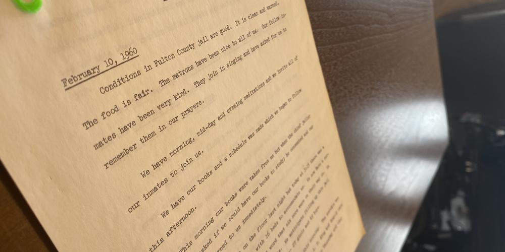 Typewritten copy of "Diary of Jail Experiences," written in Fulton County Jail.