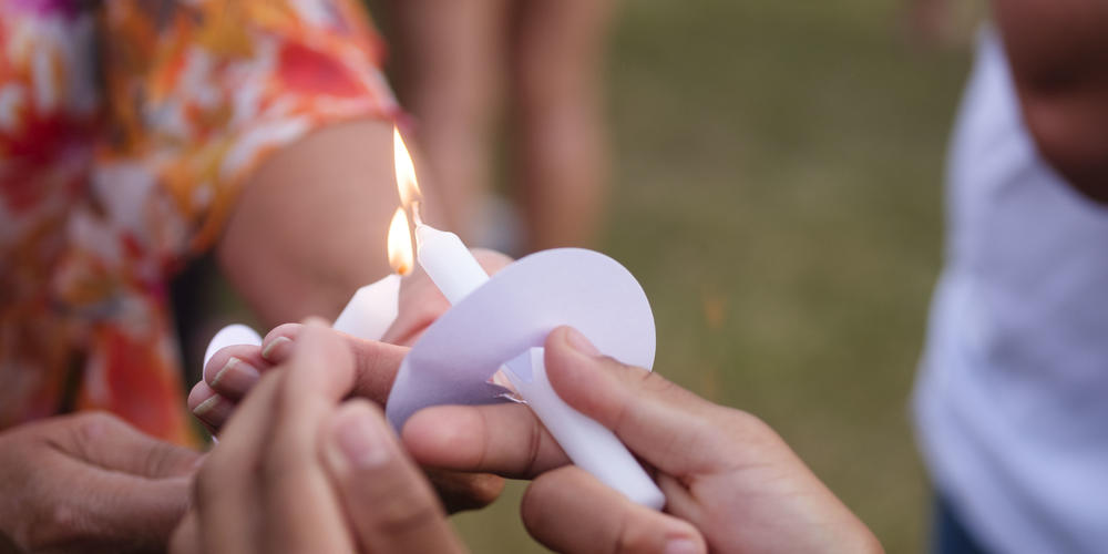 Apalachee High School students and people from the broader Barrow County community gathered for a prayer vigil in a city park after the shooting deaths of four at the school Wednesday. Grant Blankenship/GPB News