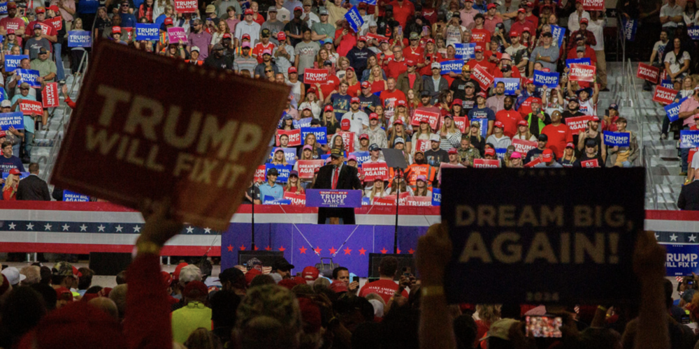 Former president Donald Trump speaks at a rally in Macon, Ga. Sunday, likely his last rally of the campaign.