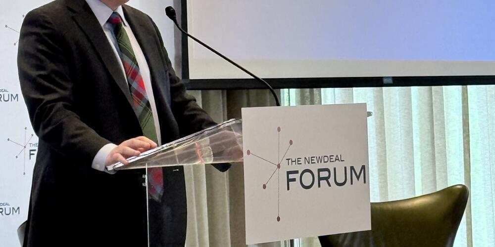 Georgia Rep. Scott Holcomb speaks at the NewDEAL Forum in Atlanta, May 5, 2025.