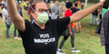 Woman Celebrates Biden Win in Freedom Park Celebration 