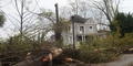 Debris surrounds historic home in Newnan, Ga. on Friday, March 26, 2021.