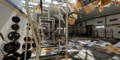 Damage done to Newnan High School's weight room after devastating tornado.