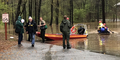 Campers are rescued by vessel due to rising water levels covering a roadway. Another 25 campsites' visitors at High Falls State Park were asked to relocate due to the water levels. There were no injuries and all campers were evacuated without incident.