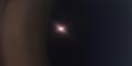 An image of the partial solar eclipse as it appeared through special solar glasses in Atlanta, Ga., on April 8, 2024.