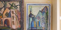 Two paintings of the same church in the exhibit. Curators believe it may be First Presbyterian Church in downtown Milledgeville.