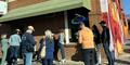 A crowd forms just after the Macon soul food restaurant, H&H, opens its doors the morning after the concert tribute to Dickey Betts .