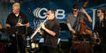 Dr. John Wojcik, Dr. Rob Foster and Travis Shaw with the AU Jazz Ensemble
