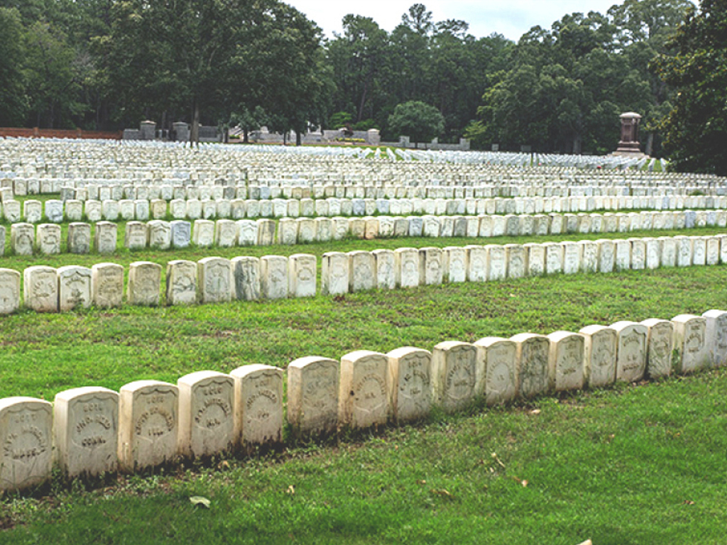 Rows of headstones