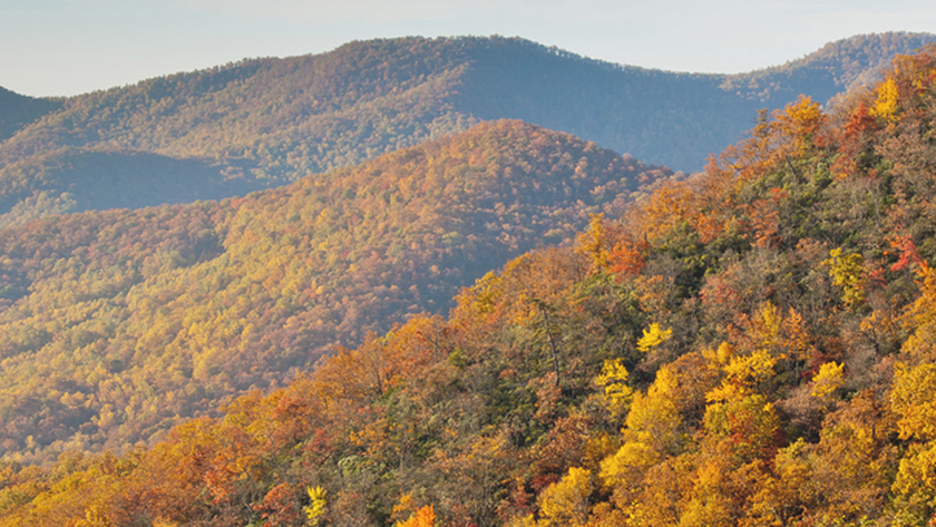 Aerial photo of hills in Georgia Piedmont region