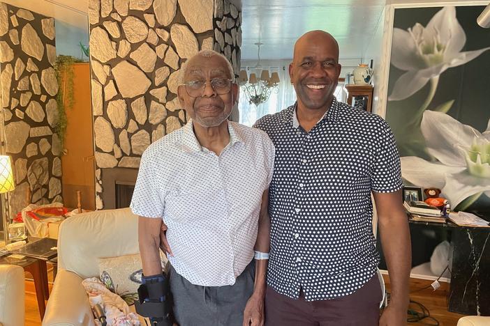 Father and son are now caregiver and care recipient. Robert Turner, Sr. was cheerful even though his day started with being discharged from the hospital.
